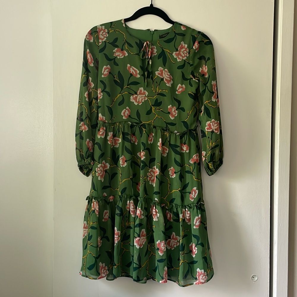 Ann Taylor Factory Green Floral Dress size 0